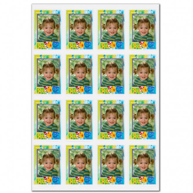 16 stamp-stickers 'Kinderpost' 